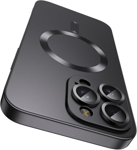 FAOMSEBS Magnetica Cover per iPhone 12 Pro, Compatibile con MagSafe [Protettore per Obiettivo della Fotocamera] Morbido Antishock Custodia per iPhone 12 Pro Cover Magro 6,1'' 2020, Nero