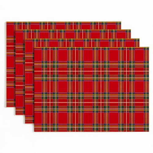 Vorysum Weihnachten Tischsets Abwaschbar Rot Karomuster Weihnachtsdekoration Platzsets 4er Set 32x45 cm Winter Urlaub Bankett Tischsets Platzdeckchen Küche Party Deko
