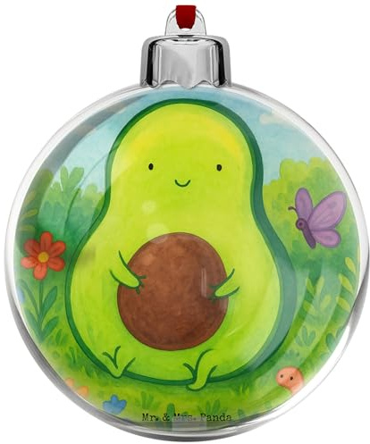 Mr. & Mrs. Panda Christbaumanhänger Avocado Kern Design - Geschenk, glücklich, weihnachtshänger, weihnachtskugeln, Pflanze, weihnachtsbaumkugeln, Weihnachtskugel Kunststoff, Gesund, christbaumkugel