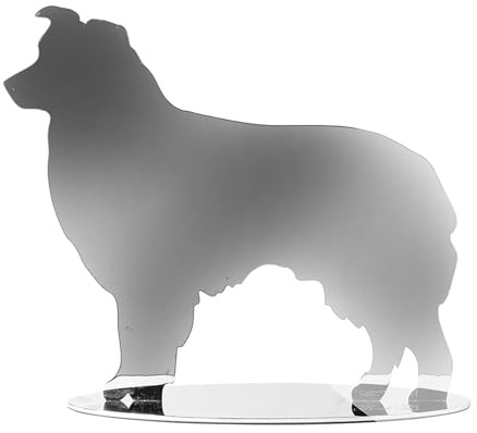 Fink Deko Hund aus Edelstahl 16 cm - stehende Hundefigur in silberner Ausführung - dekorative Tierfigur in Form eines Australian Shepherd zum Aufstellen für Regal, Sideboard und Wohnbereich