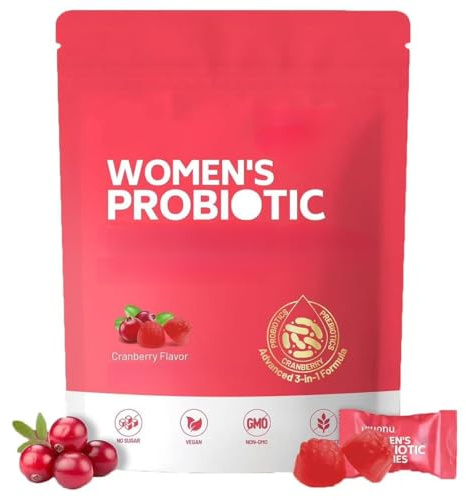 Caramelle gommose probiotiche da donna, caramelle gommose Balance da donna, caramelle gommose prebiotiche, probiotici al mirtillo rosso per promuovere la salute vaginale delle donne
