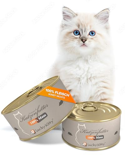 Lucky-Kitty Katzenfutter Nass 100% Maus, Beutenah, Made in Germany, 12x100g