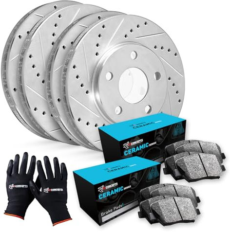 R1 Concepts Front Rear Brakes and Rotors Kit |Front Rear Brake Pads| Brake Rotors and Pads| Ceramic Brake Pads and Rotors |fits 2015-2021 Jeep Renegade, 2016-2019 Fiat 500X