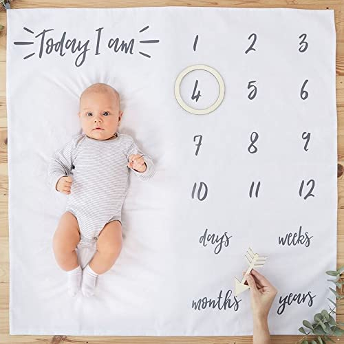 Ginger Ray White Fabric Baby Milestone Blanket Cards - 1 Pack - Oh Baby!