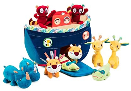 LILLIPUTIENS - Mi Primera Arca de Noé - Juguete Educativo con Animales de Peluche - Estimula la imaginación y la motricidad - Transportable con asa - Juguete Educativo - Desde 18 Meses - 83089