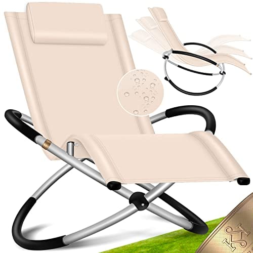 KESSER® Relaxliege Liegestuhl | Gartenliege Sonnenliege | Gartenstuhl | Klappstuhl faltbar | Schwungliege | Schaukelsessel | ergonomische Relaxsessel | wetterfest | 180 kg Belastung