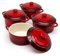 KooK Ceramic Mini Cocotte Set, Small Casserole Dishes With Lids And Handles, Individual Baking Ramekins, Oven, Microwave & Dishwasher Safe, Stoneware, 12 Oz, Set Of 4, Crimson Ombre