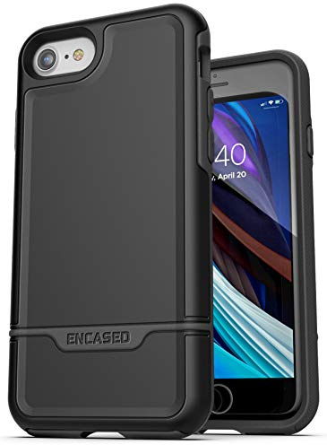 Encased Robuste Schutzhülle für iPhone SE 2022/2020 (Rebel Armor), robuster Rundumschutz, Militärqualität, Schwarz
