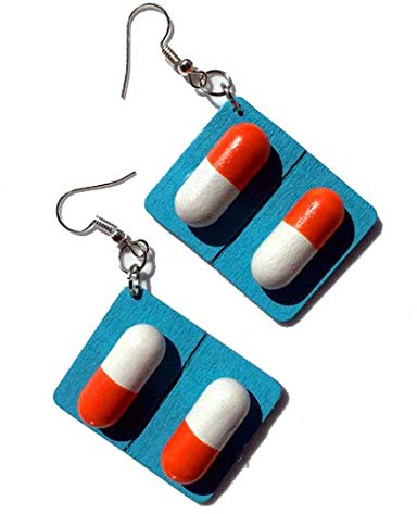 Miniblings Pillen Ohrringe Tablette Pille Kapseln Karneval Medizin Ärztin Studium - Handmade Modeschmuck I Ohrhänger Ohrschmuck versilbert