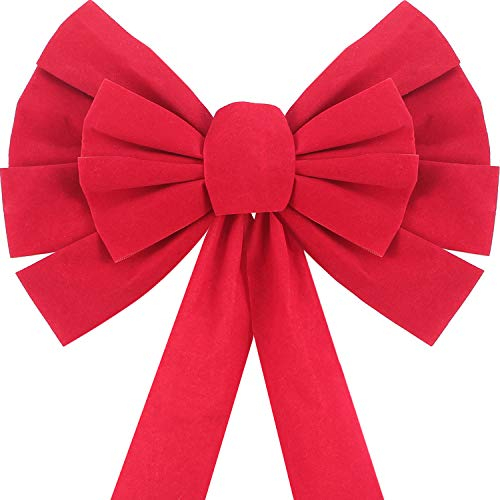 WILLBOND 6 Lazos Rojos Grandes Arcos de Navidad de Terciopelo Arcos Navideños Colgantes para Decoración de Coronas Navideñas o Árbol Decoración de Fiestas Interiores y Exteriores, 9,8 x 17,7 Pulgadas