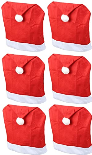Novaliv Weihnachten Stuhlhussen 6er Set I Rot I Nikolausmütze I Stuhlbezüge Esszimmer Weihnachtsdeko Weihnachtsmütze Sesselüberzug Husse für Schwingstuhl