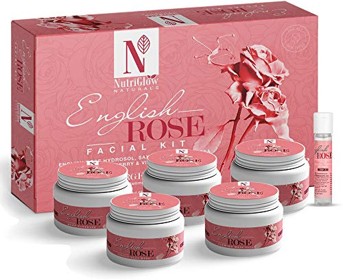 NUTRIGLOW Natural's English Rose Hydrosol Facial Kit - Natural 100% Organic, Anti-Aging, Skin Care Set For Massage and Skin Rejuvenation - Soothes Skin (8.5 OZ + 0.3 FlOz) 250gm + 10ml