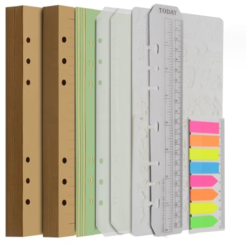 Wonderpool Nachfüllpacks Kraftpapier Einlage Set für 6 Ringbuch- Notizbücher 320 Seiten Blanko&Linie Papier Tagebücher mit Etui Schablonen Trennwänden Lesezeichen (A5)