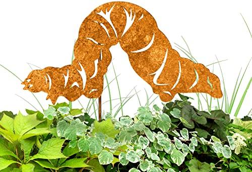Edelrost Raupe Gartenstecker, Handmade Germany, tolle gartendeko aus Rost-Metall, deko rostoptik, Rostfiguren Tiere, rostfiguren Garten, Rostdeko