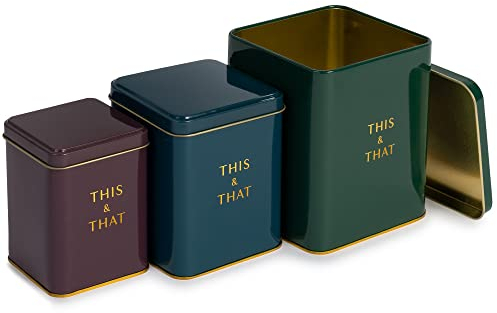 TYSK Design Aufbewahrungsdosen 3er-Set für Küche und Haushalt, Vorratsdosen aus Metall in 3 Größen, Aufbewahrungsboxen mit Deckel