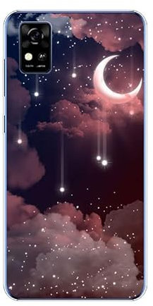 KARTXITAI Hülle Kompatibel mit ZTE Blade A31, Stoßfeste Schutzhülle mit Weiche Silikon Bumper Case Handyhülle Anti-Kratzt Transparent Rückseite - Sterne,Mond,Wolken,Himmel