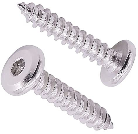 Lot de 30 vis à bois M6 x 20 mm à tête plate avec capuchon à six pans creux, en acier inoxydable 304 18-8, vis à tôle à tête fraisée, clé hexagonale, pointe auto-taraudeuse