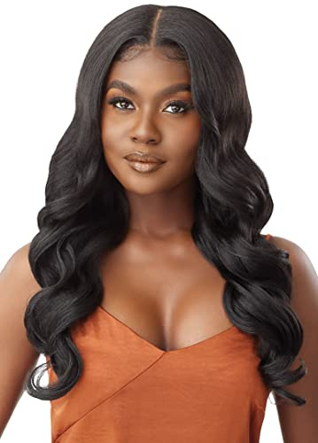 Outre Human Hair Blend 5x5 Lace Closure Wig - HHB BODY CURL 24 (Color:1B OFF BLACK)