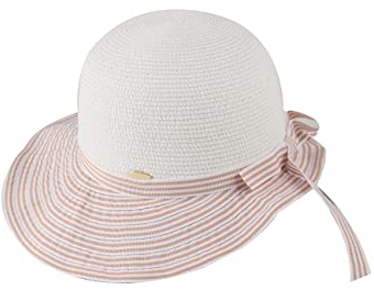 Miuno® Damen Sonnenhut Faltbarer Partyhut Stroh Hut Schleife Glocke H287 (Rosa)
