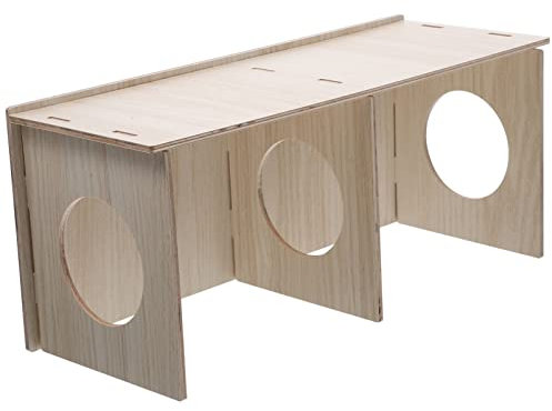 Mikikit Cabane en bois à 3 chambres pour hamster, hamster, hamster, cochon d'Inde, maison pour souris, petit animal