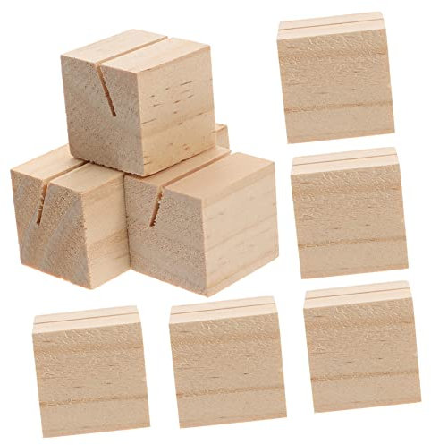 Toyvian 10Pcs Wooden Card Holder Stand Table Number Plate Base for Office Events Menu Name Place Card Photo Display Decorative Accessories