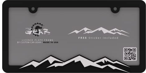 Mountain License Plate Frame Bracket (White on Black)