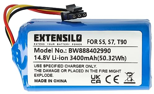 EXTENSILO Akku kompatibel mit Qihoo T90, S7, S9, 360 S5, X9 Saugroboter (3400 mAh, 14,8 V, Li-Ion)