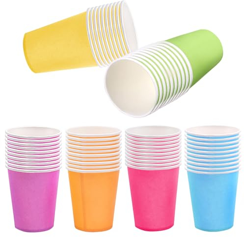 Fahibin 60 Pezzi Bicchieri di carta colorati,Bicchieri di Carta USA e Getta per Feste,Bicchieri di Carta monouso per Matrimoni, Compleanni, Feste