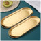 Pack of 2 Tablett Gold - Dekotablett Gold - Golden Deko Servierplatten, Kleines Spiegel Edelstahl Tablett ，FüR Lebensmittel, Schmuck, Kosmetik, Kerzen, Handtuch (Oval, XXL, 30x12cm)