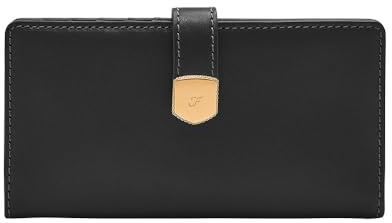 Fossil Lennox Leder oder Polyester Geldbörse für Damen Mitternachtsschwarz 17.15 cm L x 1.91 cm W x 8.89 cm H