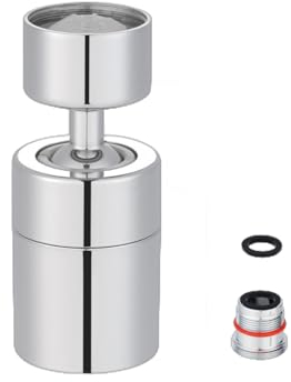 Hibbent Wasserhahn Aufsatz mit M18 Adapter,360-Grad-drehbarer Schwenkkopf, Belüfteter Strahl und Brausestrahl, 80 °Großer Drehwinkel Drehbare Schwenkbrause, 22mm Innengewinde