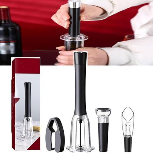CYSYLQW Wino on the Go Wine Opening Set di cavatappi ad aria pressione, accessori per vino, apribottiglie con beccuccio, taglierina e tappo sottovuoto (1 pezzi)
