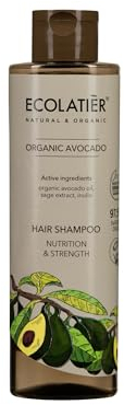 Bio-Avocado Shampoo, ECOLATIER® 250ml - Nährstoffreich & Kräftigend, Vegan, Vitamine B,C,D,E, Antioxidantien - Glanz & Geschmeidigkeit, Stärkt Haare & Kopfhaut