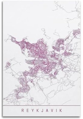 BPQN Europa, Island, Reykjavik, Rosa, Vintage, minimalistisches Karten-Poster, dekoratives Gemälde, Leinwand, Kunstbild, 30 x 45 cm