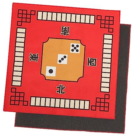 BESTonZON Quadratische Mahjong-tischdecke Tischmatte Aus Polyester Mit Latex-Unterseite Rutschfestes Schachbrett-pad Für Spielezimmer Und Wohnzimmer Rot
