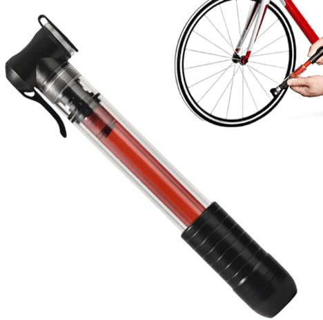 Fahrrad-Reifenpumpe, rotes Licht, rutschfester Griff, Fahrrad-Reifenpumpe mit 2 Lichtmodi, tragbares Fahrradreifenzubehör, schnelles Aufpumpen, Luftpumpe mit Staubschutz für Roller