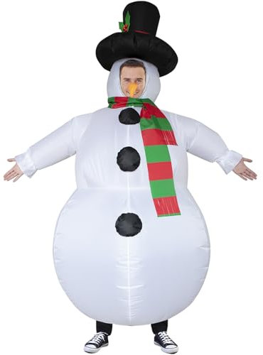 Poptrend Inflatable Snowman Costume Christmas Costume Funny Blow Up Snow Man Costumes for Adult Kids Cosplay Fancy Dress Party Costumes (Adult)