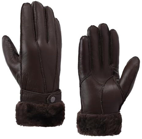 MGGMOKAY Damen Shearling Handschuhe Damen Lederhandschuhe Shearling Warme Winterhandschuhe