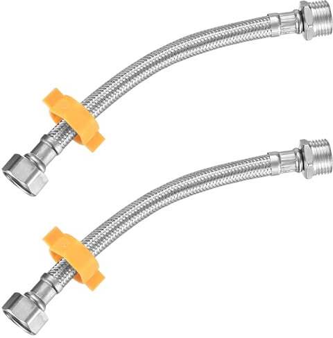2 Pcs Flexible Tap Connectors, 1/2 200 mm Flexi Pipe Connectors Flexi Pipes Tails, Kitchen Sink Bathroom Basin Monobloc Mixer Tap Connectors Flexi Pipes Tails Pipe Tap Connectors