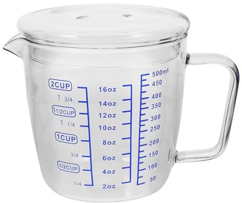 MOLUCKFU Hitzebeständiger Messbecher 500ml Mit Deckel Transparenter Küchenmessbecher Für Milch Und Flüssigkeiten Mikrowellengeeignet Präzise Messskala Ideal Für Backen Und Kochen