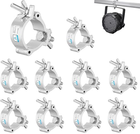TOOSOAR 10 Stück Traversen Klammern 48-51mm,Aluminium Lichtklemmen,100kg Kapazität,für Bühnenlicht Scheinwerfer Moving Head Beleuchtung