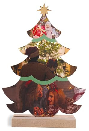 Weihnachtsbaum Geschenk personalisiert - Foto Geschenk Holzbild - Weihnachtsbaum Geschenke, Weihnachtsbaum Geschenk für Männer, Frauen und Kinder, Weihnachtsbaum, Fotomosaik