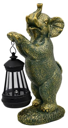 Yeomoo Elefant Deko mit Solarlampen für Garten - Solar Lichterkette für Aussen Außen - Geschenke für Frauen Mama Männer Gartendeko Balkon Terrasse Deko Kupfer