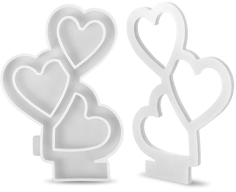 Silikonform Herz Drei Herzen, Silikonformen Gießformen Herz Silikonform Kerzenhalter, Silikonformen Gießformen Herz Zum Verschenken an Familie und Freunde
