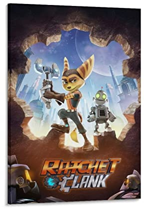 BBSYDH Leinwand Wandkunst Malerei 60 * 90cm Senza Cornice Ratchet & Clank 2016 poster di film appesi vintage per soggiorno, casa, decorazione artistica da parete retrò, decorazione per ufficio