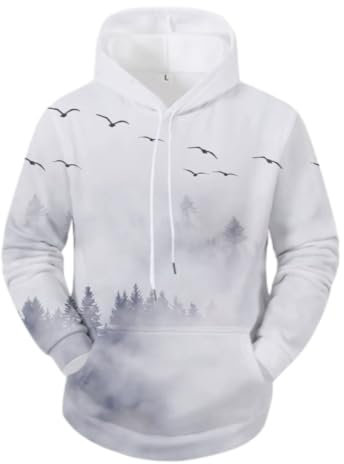 NITRY Sweatshirt Herren Casual Mode Sport LangärmeligesSweatshirt Jugend Persönlichkeit Trend Hoodies 3D Digitales Drucken Kapuzenpullover JJ-10 XL