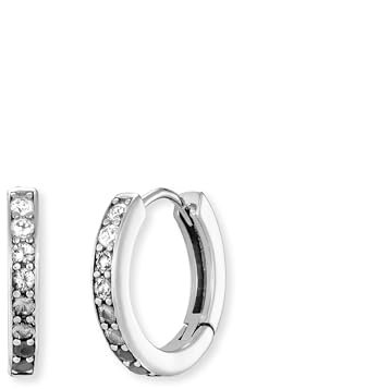 Engelsrufer Damen Shade Creolen aus Sterling Silber - besetzt mit 20 weißen bis schwarzen Zirkonia Steinen - Clipverschluss - nickelfrei