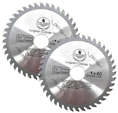 115mm ×20mm×Aperture×40T Portable Circular Wood Saw Blade Alloy Steel Professional Hard TCT Alloy Saw Blade Wood Board Solid Woods Cutting Disc for Woodworking Angle Grinding (2 Pack)