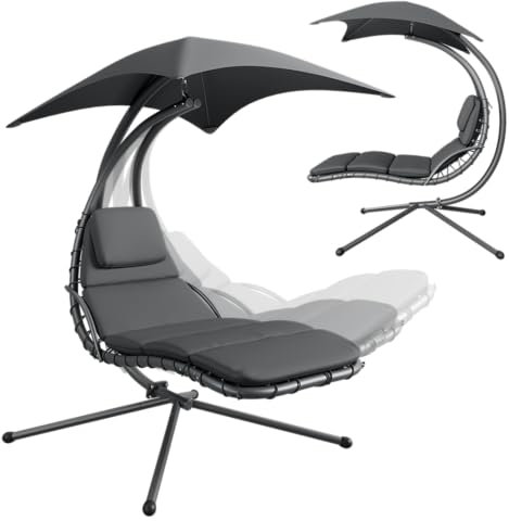 STEELSØN Schwebeliege Nyria, Hängeliege mit Gestell, Hängesessel inkl. Polsterauflage für Garten, Terrasse und Balkon, Schaukelliege, Schwingliege mit Sonnendach