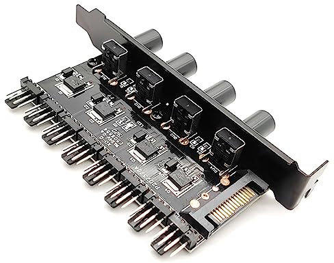 PC 8 Channels Fan Hub Knob Cooling Fan Speed Controller For CPU Case VGA PWM Fan PCI Bracket 12V Fan Control PC Case Fan Hub